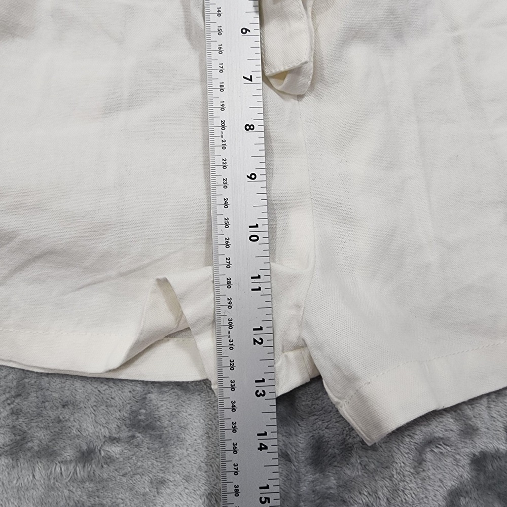 CI SONO Shorts Womens L White Paperbag Waist Belted Linen Blend Casual Summer - Picture 7 of 10